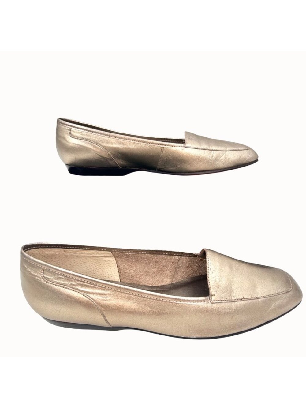 VTG ENZO ANGIOLINI LIBERTY METALLIC BRONZE LEATHER FLATS LOAFERS 9N W/ PRTL BOX